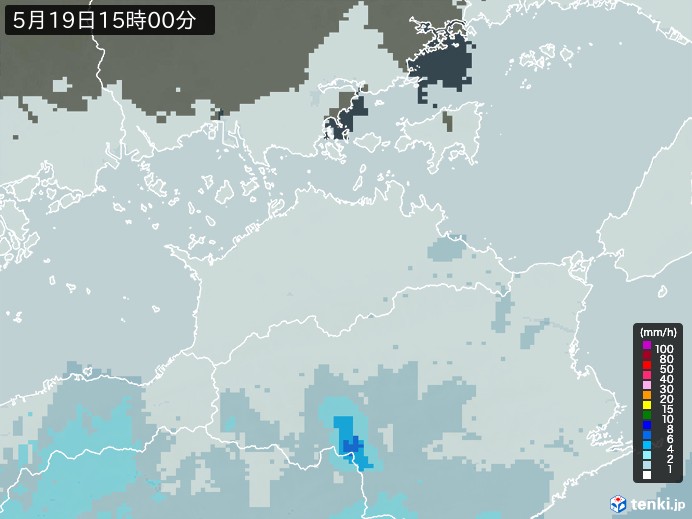香川県の雨雲レーダー(2024年05月19日)