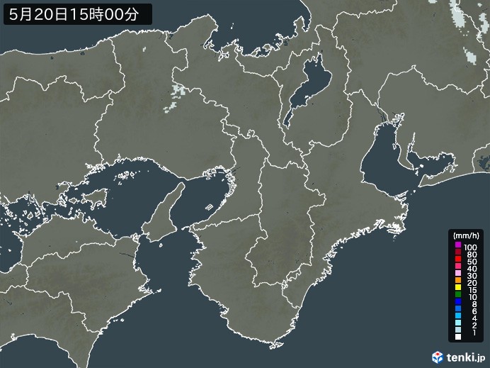 近畿地方の雨雲レーダー(2024年05月20日)