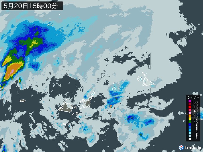 宮古・石垣・与那国(沖縄県)の雨雲レーダー(2024年05月20日)
