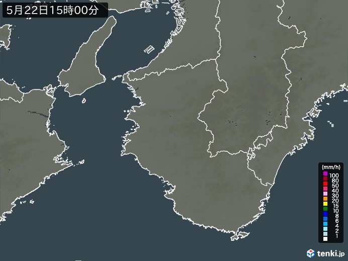 和歌山県の雨雲レーダー(2024年05月22日)
