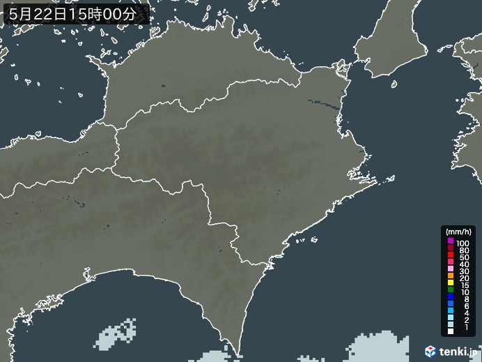 徳島県の雨雲レーダー(2024年05月22日)