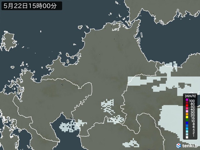 福岡県の雨雲レーダー(2024年05月22日)