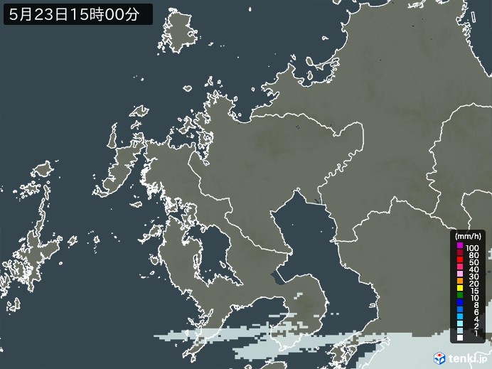 佐賀県の雨雲レーダー(2024年05月23日)