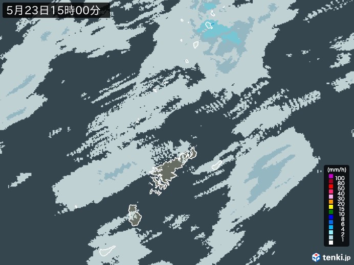 奄美諸島(鹿児島県)の雨雲レーダー(2024年05月23日)