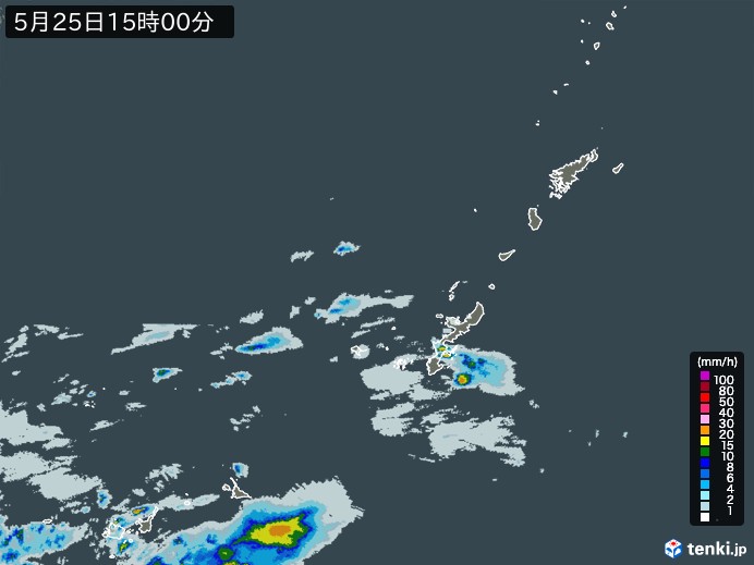 沖縄地方の雨雲レーダー(2024年05月25日)