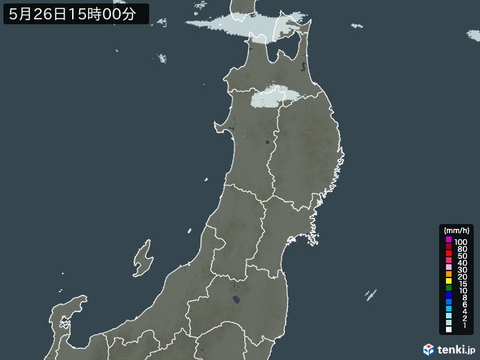 東北地方の雨雲レーダー(2024年05月26日)