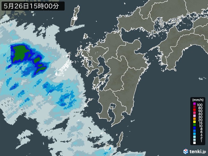 九州地方の雨雲レーダー(2024年05月26日)