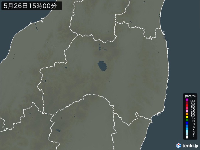 福島県の雨雲レーダー(2024年05月26日)