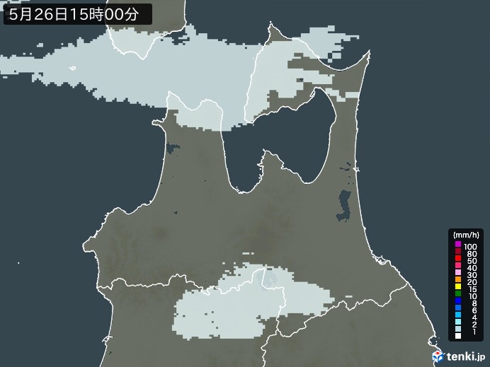 青森県の雨雲レーダー(2024年05月26日)