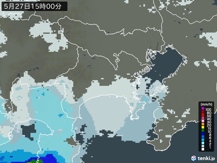 神奈川県の雨雲レーダー(2024年05月27日)