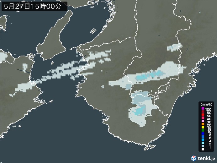 和歌山県の雨雲レーダー(2024年05月27日)