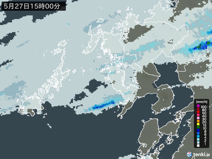 長崎県の雨雲レーダー(2024年05月27日)