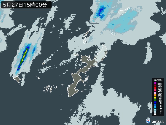 沖縄県の雨雲レーダー(2024年05月27日)
