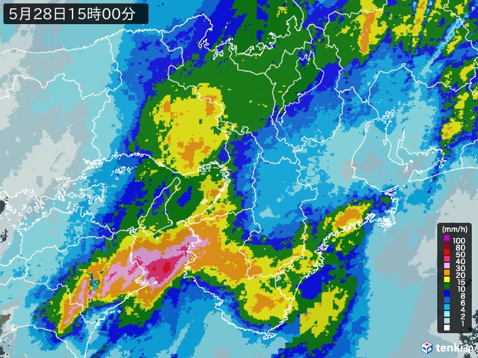 近畿地方の雨雲レーダー(2024年05月28日)