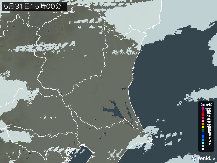 茨城県の雨雲レーダー(2024年05月31日)