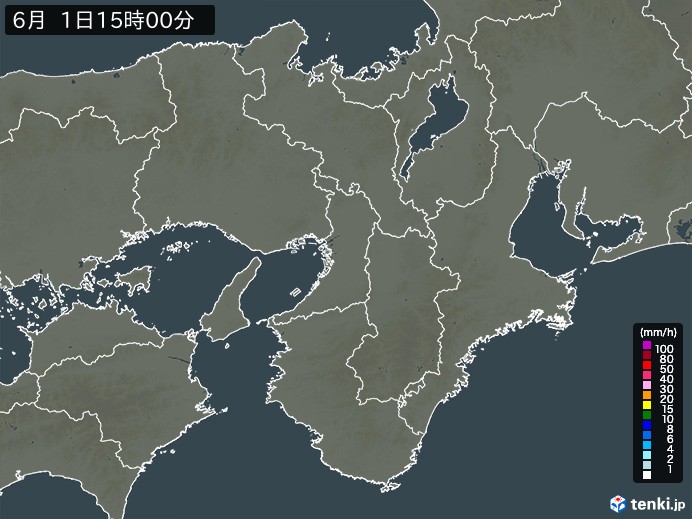 近畿地方の雨雲レーダー(2024年06月01日)
