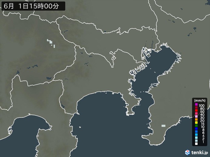 神奈川県の雨雲レーダー(2024年06月01日)