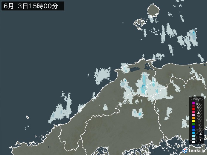 島根県の雨雲レーダー(2024年06月03日)