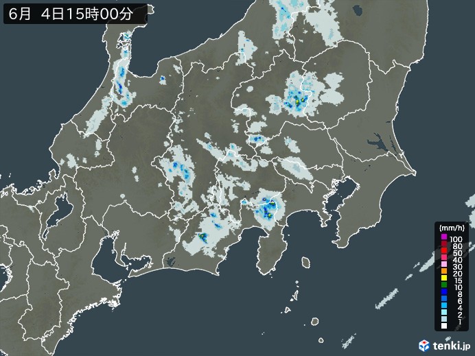 関東・甲信地方の雨雲レーダー(2024年06月04日)
