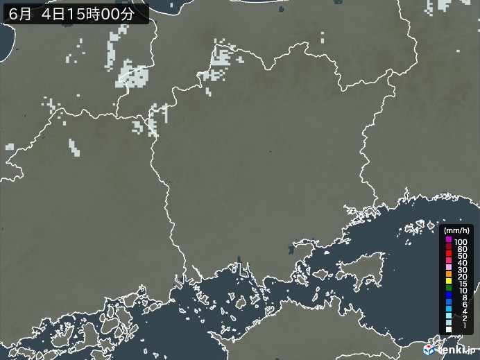 岡山県の雨雲レーダー(2024年06月04日)