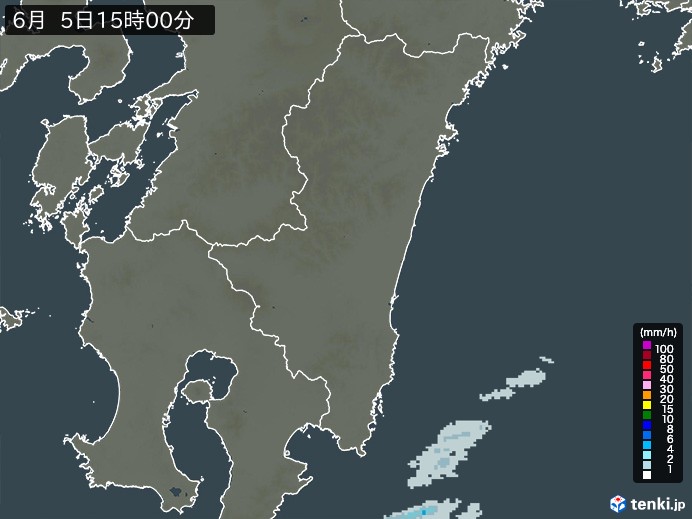 宮崎県の雨雲レーダー(2024年06月05日)