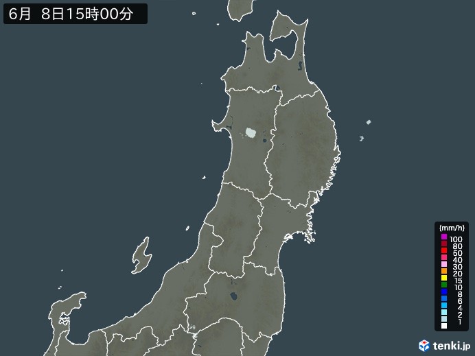 東北地方の雨雲レーダー(2024年06月08日)