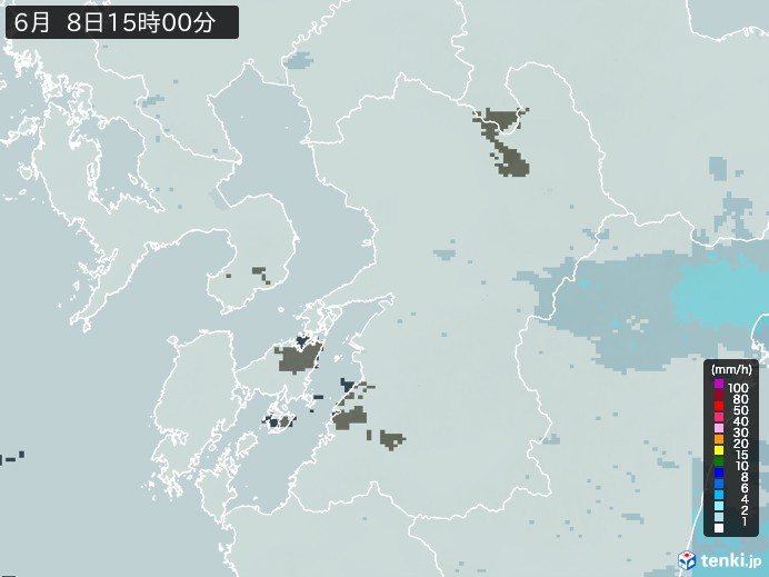 熊本県の雨雲レーダー(2024年06月08日)