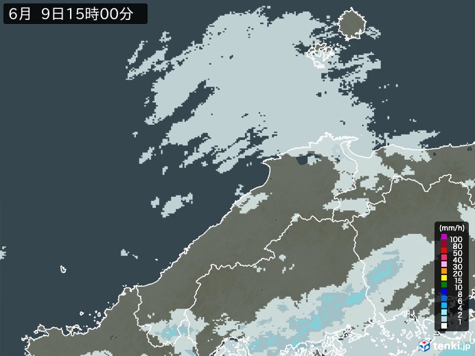 島根県の雨雲レーダー(2024年06月09日)
