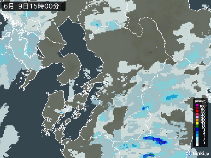 熊本県の雨雲レーダー(2024年06月09日)