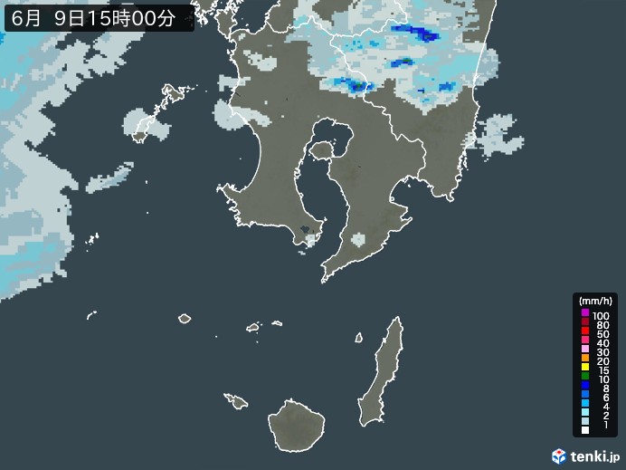 鹿児島県の雨雲レーダー(2024年06月09日)