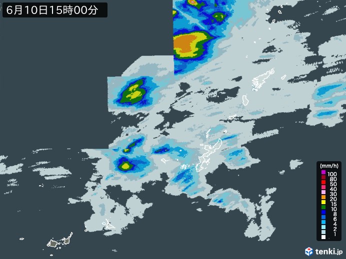 沖縄地方の雨雲レーダー(2024年06月10日)