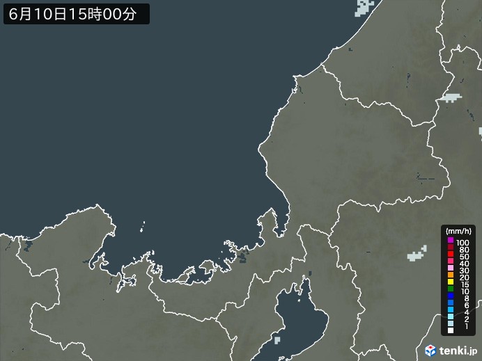 福井県の雨雲レーダー(2024年06月10日)