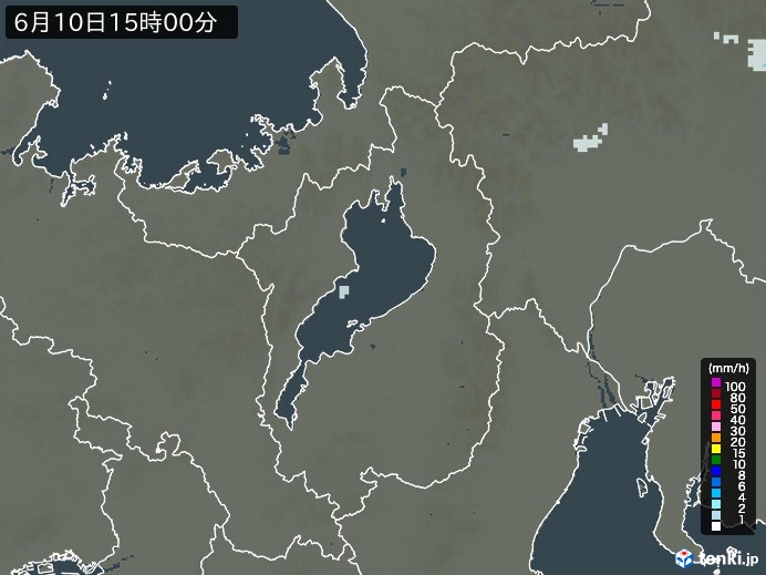 滋賀県の雨雲レーダー(2024年06月10日)