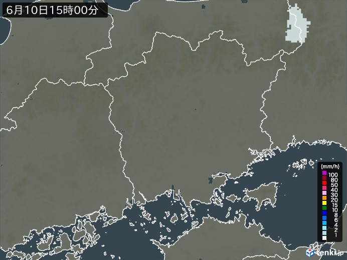 岡山県の雨雲レーダー(2024年06月10日)