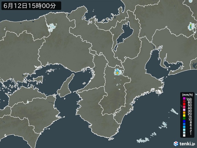 近畿地方の雨雲レーダー(2024年06月12日)