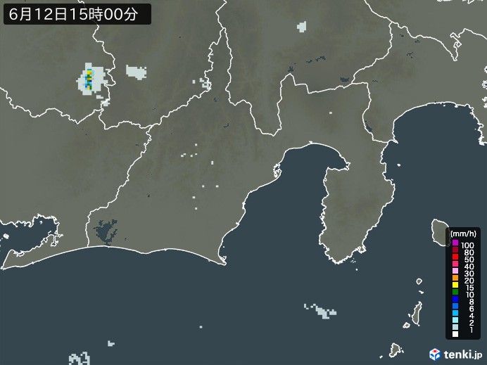 静岡県の雨雲レーダー(2024年06月12日)