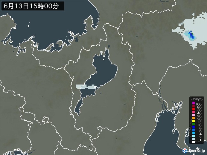 滋賀県の雨雲レーダー(2024年06月13日)