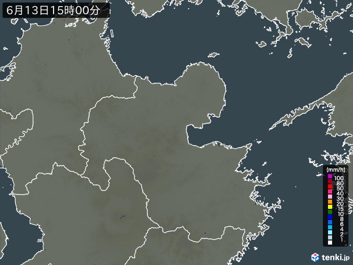 大分県の雨雲レーダー(2024年06月13日)