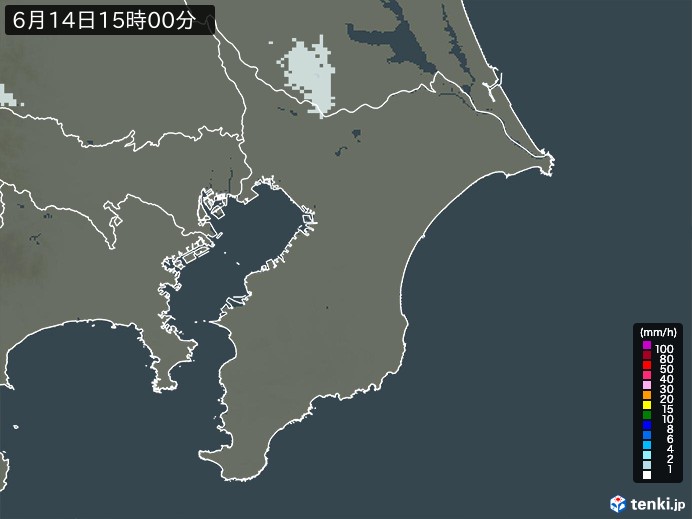 千葉県の雨雲レーダー(2024年06月14日)