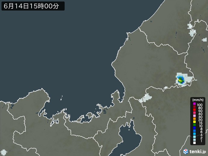 福井県の雨雲レーダー(2024年06月14日)