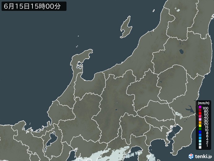 北陸地方の雨雲レーダー(2024年06月15日)