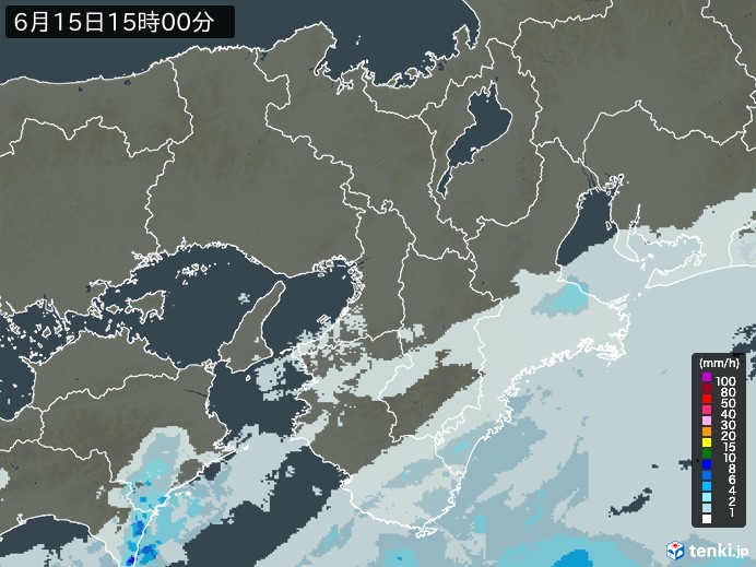 近畿地方の雨雲レーダー(2024年06月15日)