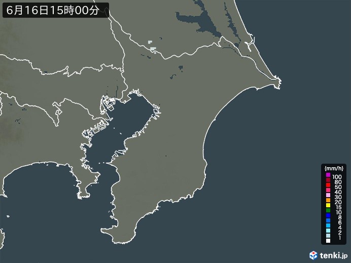 千葉県の雨雲レーダー(2024年06月16日)