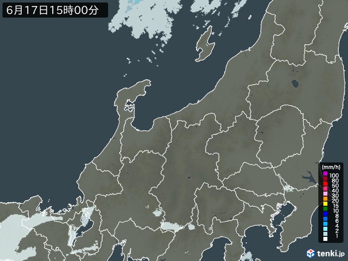 北陸地方の雨雲レーダー(2024年06月17日)