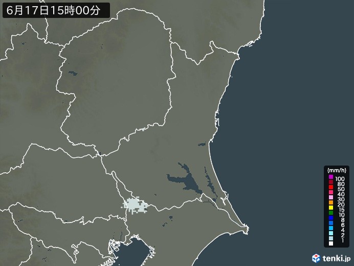 茨城県の雨雲レーダー(2024年06月17日)