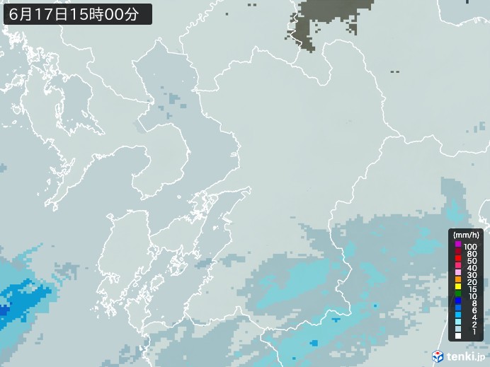 熊本県の雨雲レーダー(2024年06月17日)