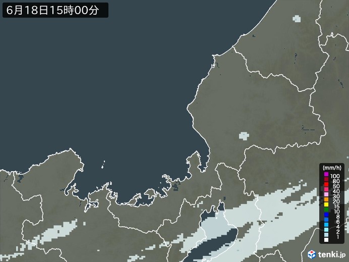 福井県の雨雲レーダー(2024年06月18日)