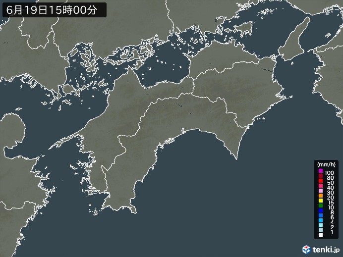 四国地方の雨雲レーダー(2024年06月19日)