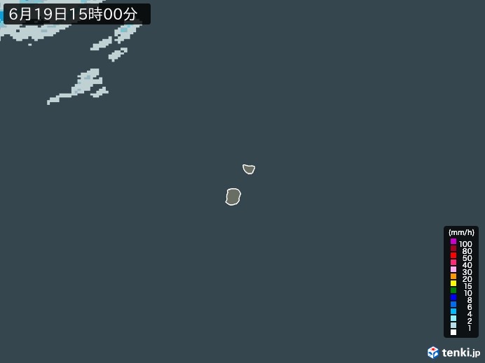 南大東島(沖縄県)の雨雲レーダー(2024年06月19日)