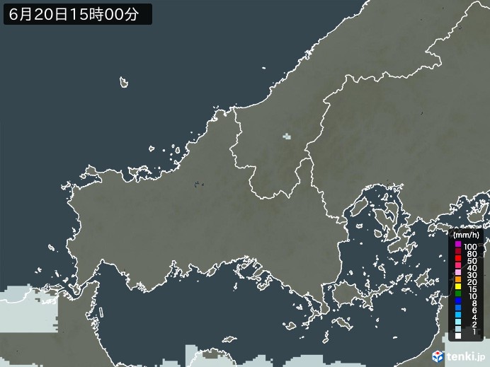 山口県の雨雲レーダー(2024年06月20日)